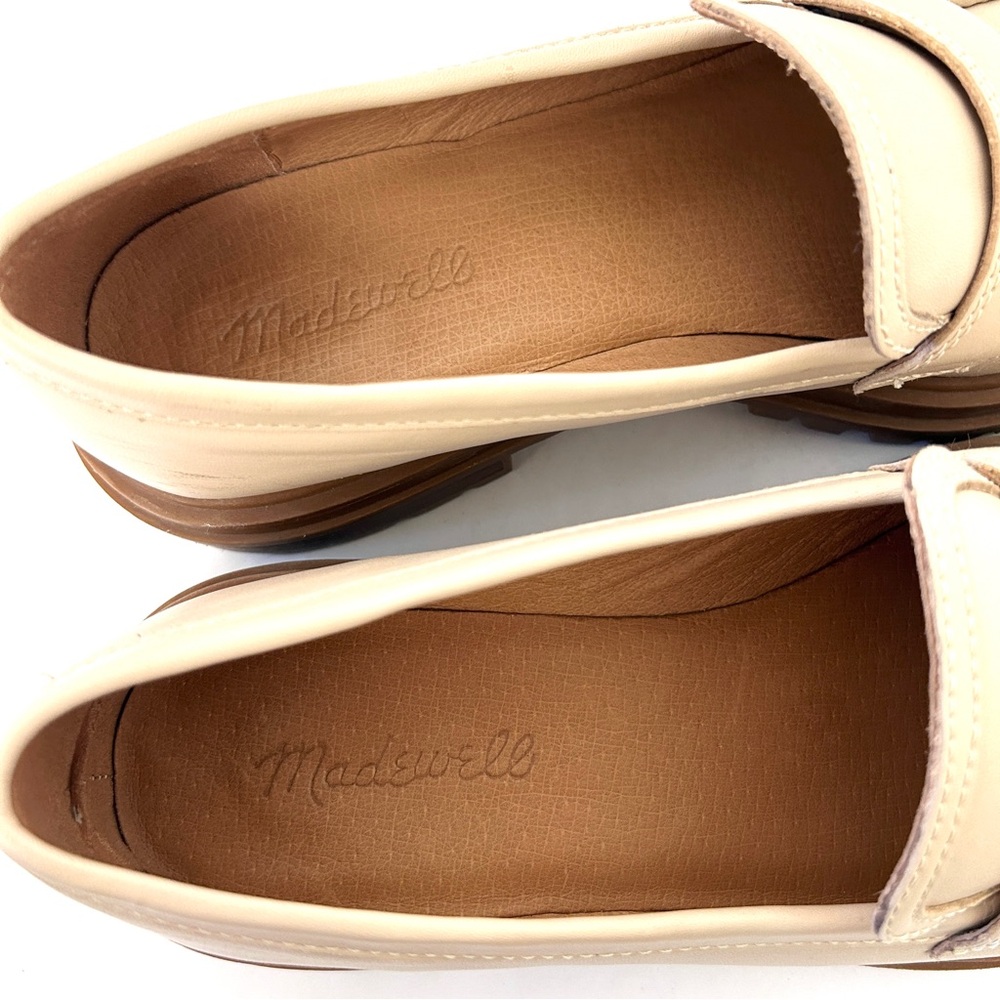 Madewell Cream Leather Lug Sole Penny Loafers - Picture 7 of 13
